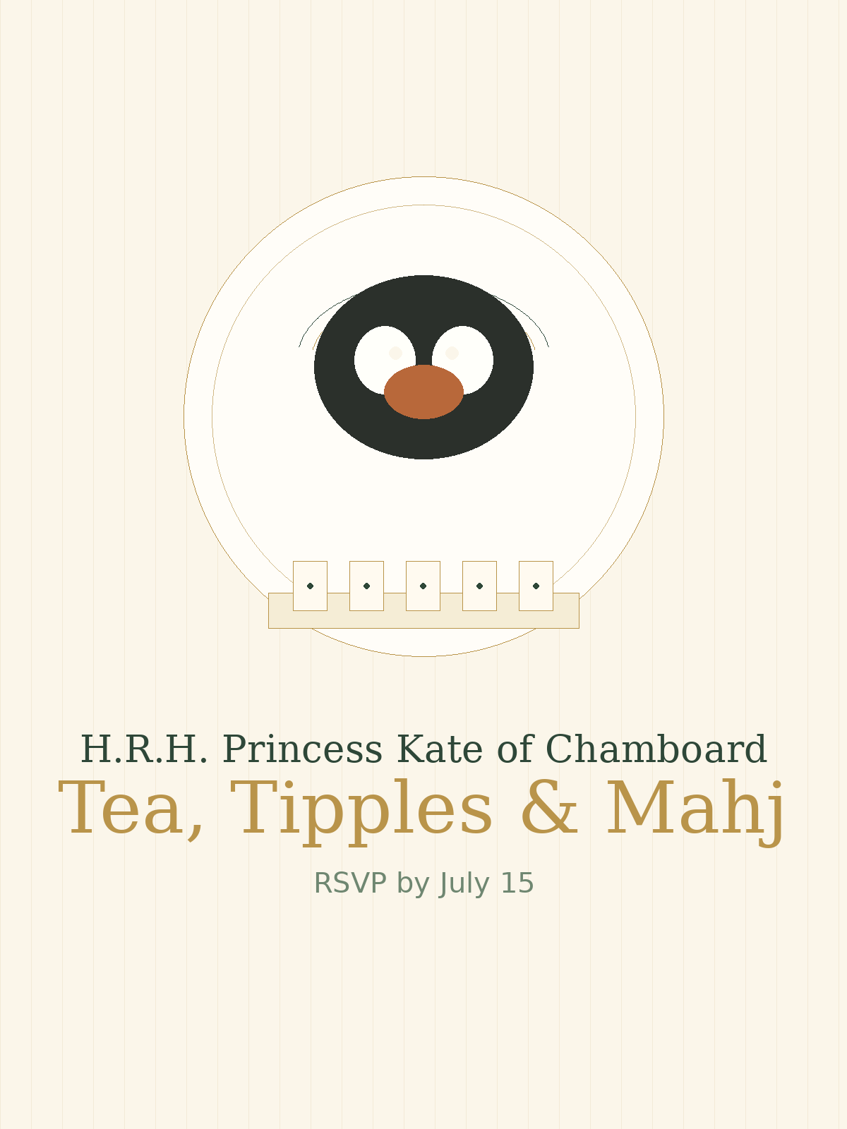 Elegant placeholder portrait for H.R.H. Princess Kate of Chamboard's mahjong afternoon